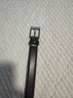 Brooks Brothers Black Leather Kids Belt with Silver Buckle